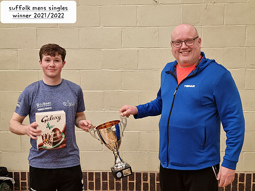 Luke Davies-Stokes, winner of the Suffolk County 2021/22 Senior 'Closed' Table Tennis Championships 